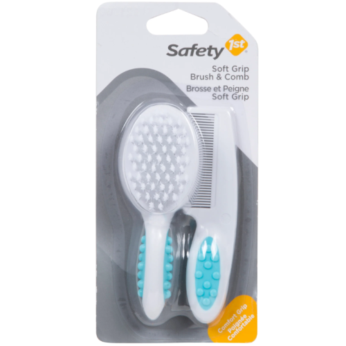 Safety 1st - Ensemble peigne et brosse Easy Grip - Bleu artique